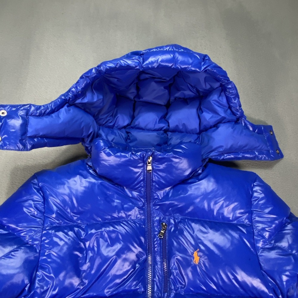 Polo Ralph Lauren Youth XL 18-20 Blue Puffer Coat Jacket White Duck Down - Picture 6 of 10